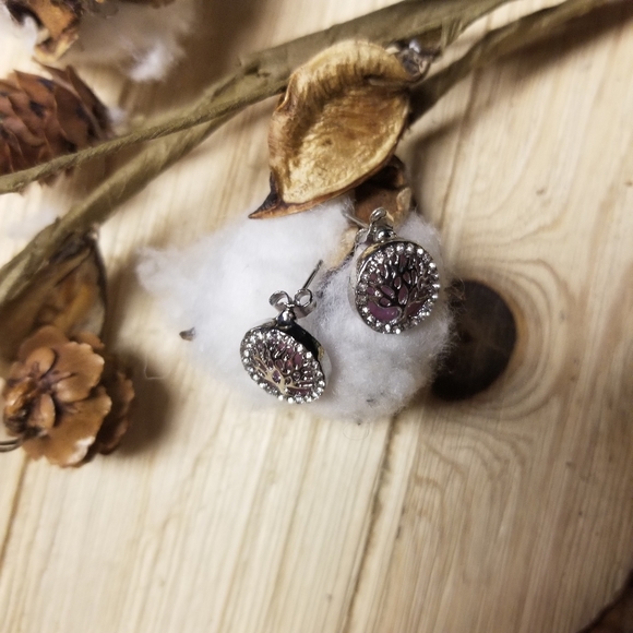 🌳🌳Beautiful Purple Fire Opal Earrings 🌳🌳 - Picture 7 of 10